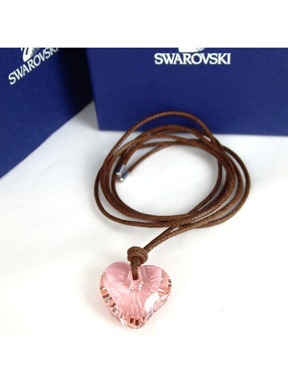 Authentic Swarovski heart necklace crystal leather[Used]